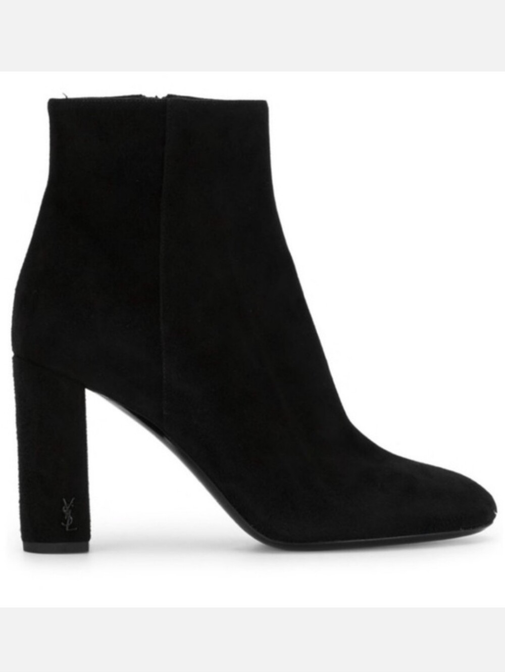 Saint Laurent Black Suede Lou 95 Almond-toe Block Heel Ankle Boots 38 1/2 US 8.5